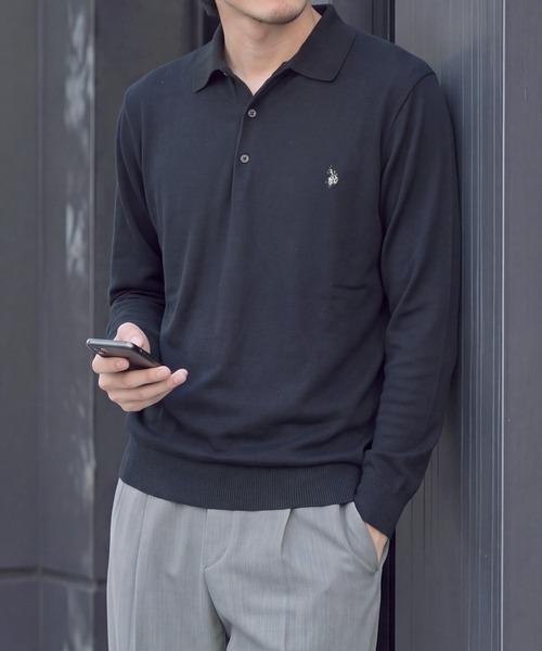 U.S. POLO ASSN.(ユーエスポロアッスン)の「【U.S. POLO ASSN.】ワンポイント刺繍 ベーシック ポロセーター(ニット/セーター・メンズ・モカ/杢グレー/アイボリー/ネイビー/ブラック・L/M)」の11枚目の写真