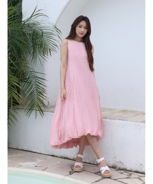 BIRTHDAY BASH（バースデイバッシュ）の「WASHER SATIN MIDI DRESS（ワッシャーサテンミディドレス）（ワンピース・レディース・ブラック/ピンク・S/M）」の12枚目の写真