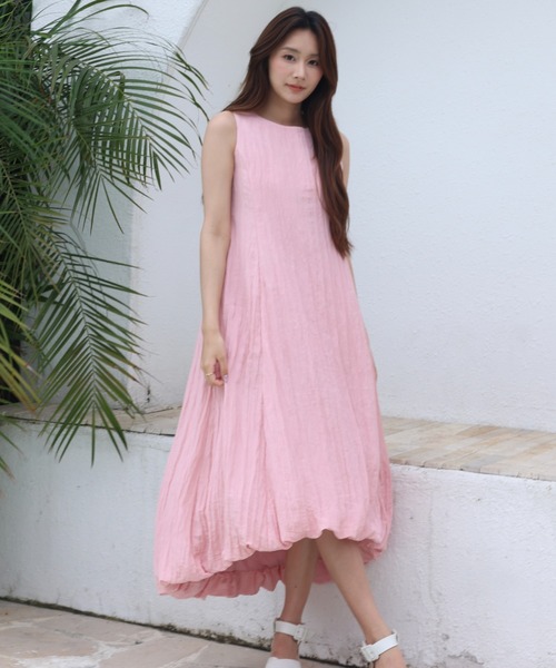BIRTHDAY BASH（バースデイバッシュ）の「WASHER SATIN MIDI DRESS（ワッシャーサテンミディドレス）（ワンピース・レディース・ブラック/ピンク・S/M）」の16枚目の写真