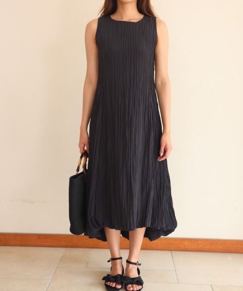 BIRTHDAY BASH（バースデイバッシュ）の「WASHER SATIN MIDI DRESS（ワッシャーサテンミディドレス）（ワンピース・レディース・ブラック/ピンク・S/M）」の8枚目の写真