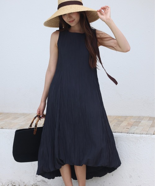 BIRTHDAY BASH（バースデイバッシュ）の「WASHER SATIN MIDI DRESS（ワッシャーサテンミディドレス）（ワンピース・レディース・ブラック/ピンク・S/M）」の5枚目の写真