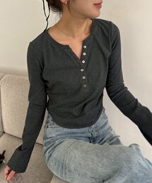 CAPRICIEUX LE'MAGE（カプリシューレマージュ）の「キーネックヘンリーT（Tシャツ/カットソー）」