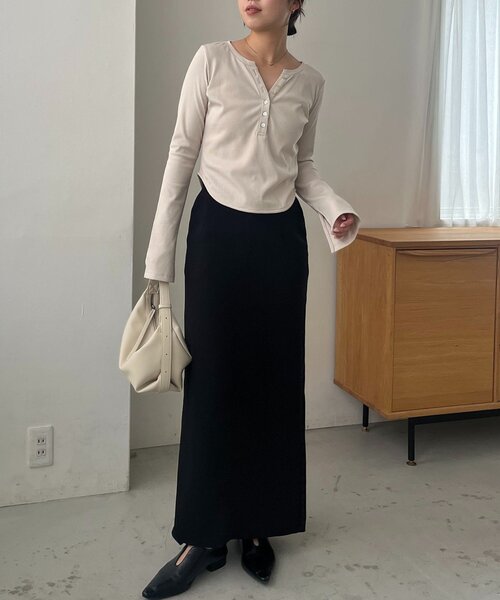 CAPRICIEUX LE'MAGE(カプリシューレマージュ)の「キーネックヘンリーT(Tシャツ/カットソー・レディース・チャコールグレー/ブラック/ブラウン/ホワイト系その他・FREE)」の15枚目の写真