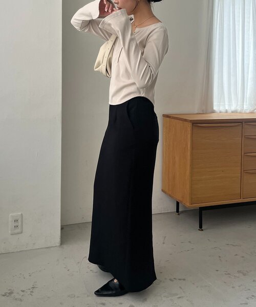 CAPRICIEUX LE'MAGE(カプリシューレマージュ)の「キーネックヘンリーT(Tシャツ/カットソー・レディース・チャコールグレー/ブラック/ブラウン/ホワイト系その他・FREE)」の17枚目の写真