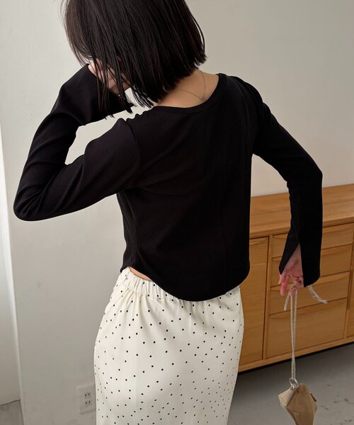 CAPRICIEUX LE'MAGE(カプリシューレマージュ)の「キーネックヘンリーT(Tシャツ/カットソー・レディース・チャコールグレー/ブラック/ブラウン/ホワイト系その他・FREE)」の12枚目の写真