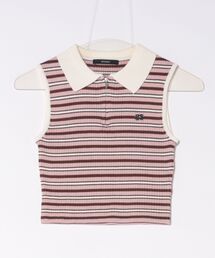 HALF ZIP NO SLEEVE POLO KNIT