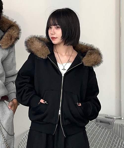 MandO(エムオー)(エムオー)の「【ユニセックス】ボリュームファースウェットジップパーカー/セットアップ着用可(パーカー・メンズ・キナリ/チャコールグレー/ネイビー/ボルドー/ブラウン/ブラック/ライトグレー・MEDIUM/LARGE/SMALL)」の1枚目の写真