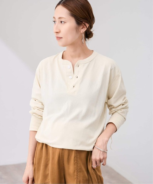 FRAMeWORK（フレームワーク）の「≪新色 /追加≫Healthknit/ヘルスニット ヘンリーロングスリーブ（Tシャツ/カットソー・レディース・アイボリー/ネイビー/チャコールグレー/ホワイト・FREE）」の15枚目の写真