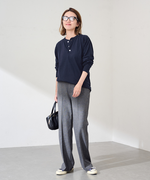 FRAMeWORK（フレームワーク）の「≪新色 /追加≫Healthknit/ヘルスニット ヘンリーロングスリーブ（Tシャツ/カットソー・レディース・アイボリー/ネイビー/チャコールグレー/ホワイト・FREE）」の20枚目の写真