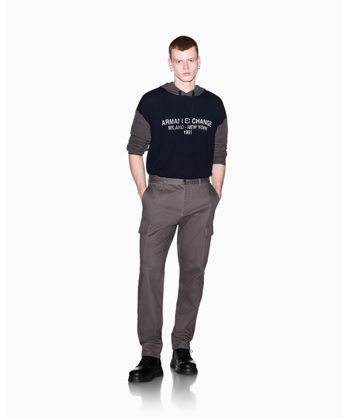 ARMANI EXCHANGE(アルマーニエクスチェンジ)の「【A|X アルマーニ エクスチェンジ】AXロゴ カラーブロック フーデッドニットプルオーバー(ニット/セーター・メンズ・ダークネイビー・MEDIUM/LARGE/X-SMALL/X-LARGE/SMALL)」の5枚目の写真