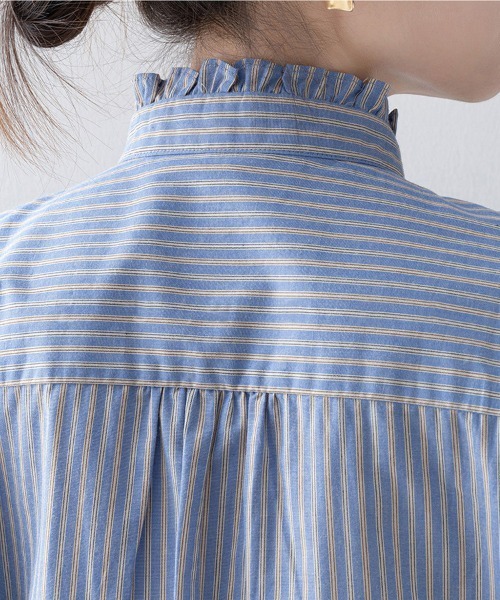 ONEP STAR（ワンピスター）の「ストライプ柄フリルスタンドカラー長袖ブラウス（シャツ/ブラウス・レディース・ストライプ・LARGE/MEDIUM/X-LARGE）」の15枚目の写真