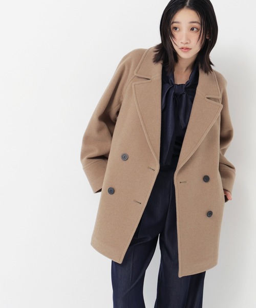 NATURAL BEAUTY BASIC(ナチュラルビューティーベーシック)の「ダブルブレストミドルコート(その他アウター・レディース・ピンク/ブラック系その他2/ネイビー/オフホワイト/ベージュ・MEDIUM/SMALL)」の3枚目の写真