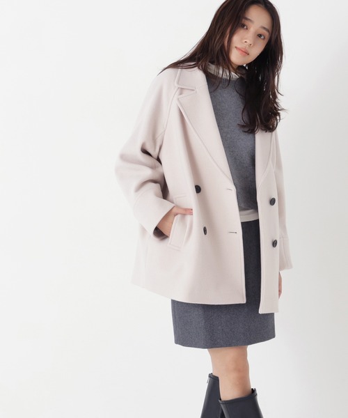 NATURAL BEAUTY BASIC(ナチュラルビューティーベーシック)の「ダブルブレストミドルコート(その他アウター・レディース・ピンク/ブラック系その他2/ネイビー/オフホワイト/ベージュ・MEDIUM/SMALL)」の5枚目の写真