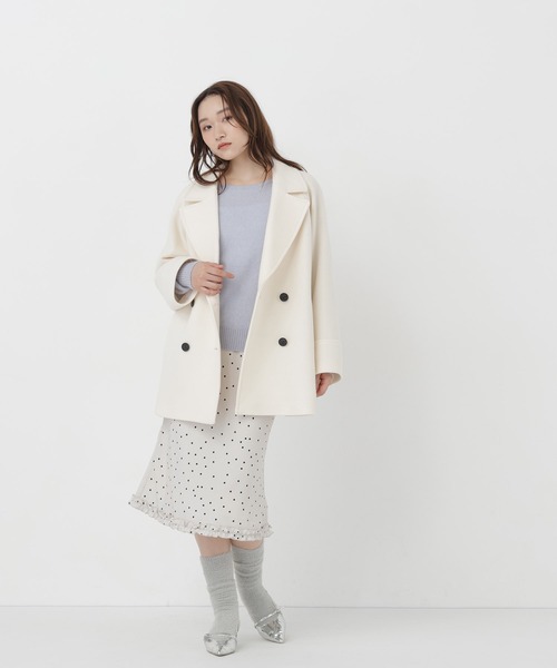 NATURAL BEAUTY BASIC(ナチュラルビューティーベーシック)の「ダブルブレストミドルコート(その他アウター・レディース・ピンク/ブラック系その他2/ネイビー/オフホワイト/ベージュ・MEDIUM/SMALL)」の12枚目の写真