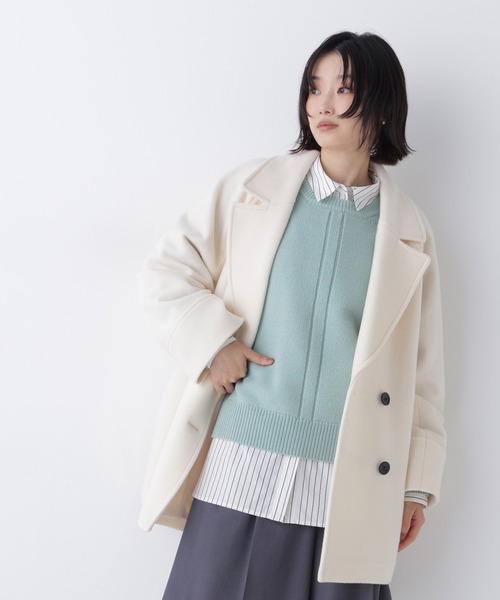 NATURAL BEAUTY BASIC(ナチュラルビューティーベーシック)の「ダブルブレストミドルコート(その他アウター・レディース・ピンク/ブラック系その他2/ネイビー/オフホワイト/ベージュ・MEDIUM/SMALL)」の6枚目の写真