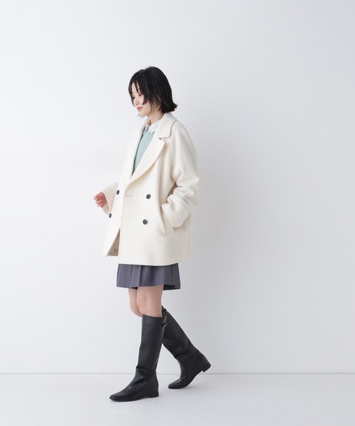 NATURAL BEAUTY BASIC(ナチュラルビューティーベーシック)の「ダブルブレストミドルコート(その他アウター・レディース・ピンク/ブラック系その他2/ネイビー/オフホワイト/ベージュ・MEDIUM/SMALL)」の7枚目の写真
