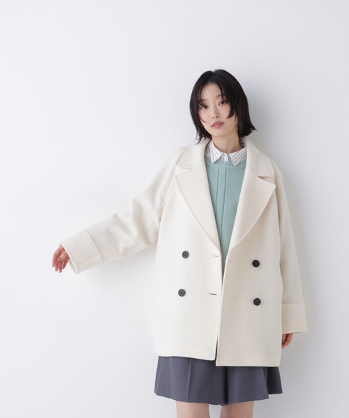 NATURAL BEAUTY BASIC(ナチュラルビューティーベーシック)の「ダブルブレストミドルコート(その他アウター・レディース・ピンク/ブラック系その他2/ネイビー/オフホワイト/ベージュ・MEDIUM/SMALL)」の8枚目の写真