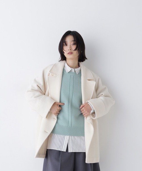 NATURAL BEAUTY BASIC(ナチュラルビューティーベーシック)の「ダブルブレストミドルコート(その他アウター・レディース・ピンク/ブラック系その他2/ネイビー/オフホワイト/ベージュ・MEDIUM/SMALL)」の10枚目の写真