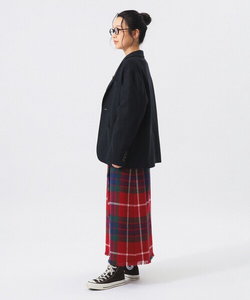 BEAMS BOY(ビームスボーイ)の「ハリスツイード フリンジ スカート(スカート・レディース・レッド/イエロー・2/1)」の3枚目の写真