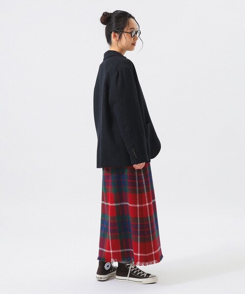BEAMS BOY(ビームスボーイ)の「ハリスツイード フリンジ スカート(スカート・レディース・レッド/イエロー・2/1)」の4枚目の写真