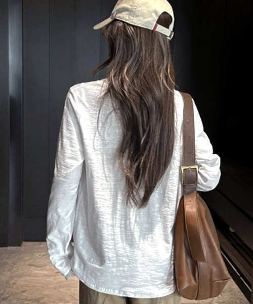 Miniministore（ミニミニストア）の「レース長袖トップスVネックカットソー秋服（Tシャツ/カットソー・レディース・ホワイト/ブラック・FREE）」の13枚目の写真