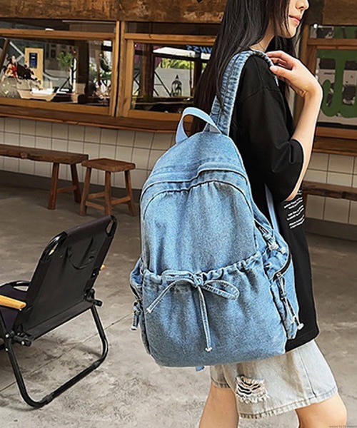 Mignonjour（ミニョンジュール）の「Mignonjour/リボンデニムリュック M2977（バックパック/リュック・レディース・ライトブルー・FREE）」の3枚目の写真