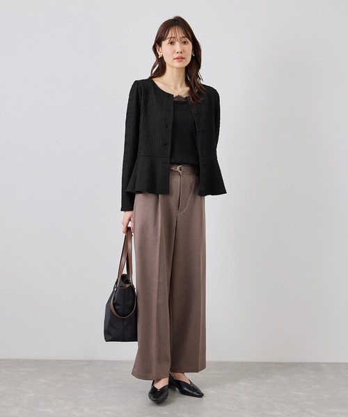 ROPE' PICNIC(ロペピクニック)の「カットジャガードペプラムカーディガントップス/前後2WAY(Tシャツ/カットソー・レディース・ブラック/オフホワイト/サックスブルー・FREE)」の5枚目の写真