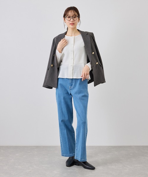 ROPE' PICNIC(ロペピクニック)の「カットジャガードペプラムカーディガントップス/前後2WAY(Tシャツ/カットソー・レディース・ブラック/オフホワイト/サックスブルー・FREE)」の18枚目の写真