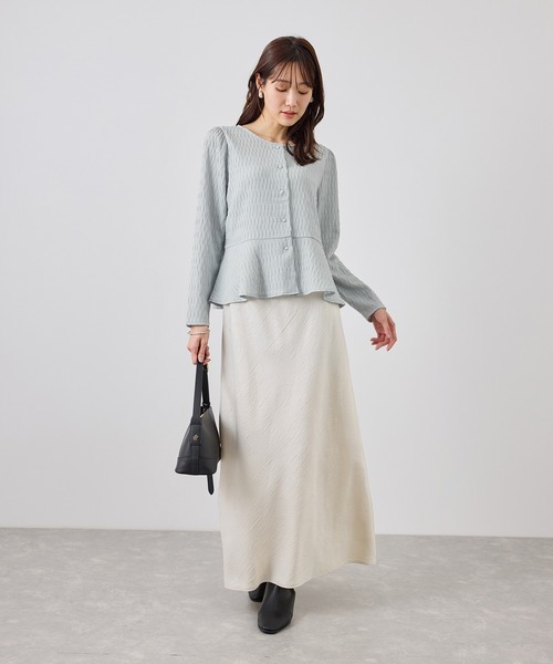 ROPE' PICNIC(ロペピクニック)の「カットジャガードペプラムカーディガントップス/前後2WAY(Tシャツ/カットソー・レディース・ブラック/オフホワイト/サックスブルー・FREE)」の19枚目の写真