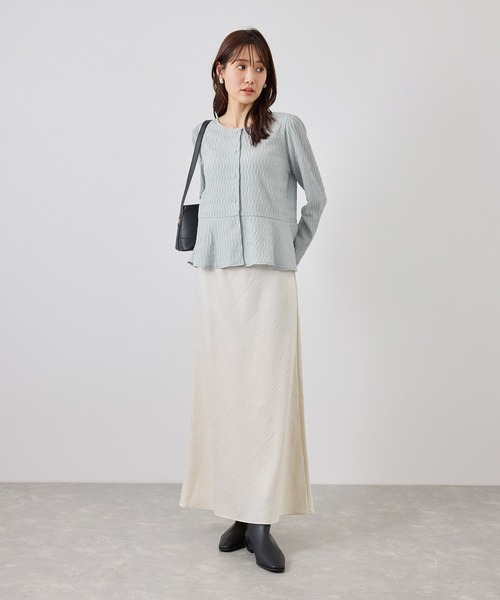 ROPE' PICNIC(ロペピクニック)の「カットジャガードペプラムカーディガントップス/前後2WAY(Tシャツ/カットソー・レディース・ブラック/オフホワイト/サックスブルー・FREE)」の20枚目の写真