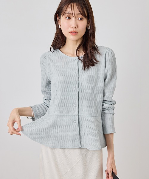 ROPE' PICNIC(ロペピクニック)の「カットジャガードペプラムカーディガントップス/前後2WAY(Tシャツ/カットソー・レディース・ブラック/オフホワイト/サックスブルー・FREE)」の21枚目の写真