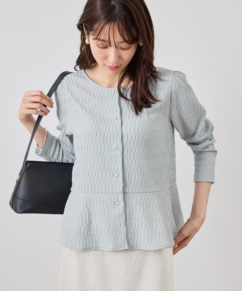 ROPE' PICNIC(ロペピクニック)の「カットジャガードペプラムカーディガントップス/前後2WAY(Tシャツ/カットソー・レディース・ブラック/オフホワイト/サックスブルー・FREE)」の22枚目の写真