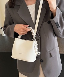 【上品見え・2WAY】レザータッチワンハンドルキューブバッグ/ハンドバッグ/ショルダーバッグ