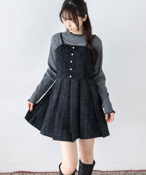 clear（クリア）の「ツイードミニキャミワンピース［骨格ウェーブ／フェミニン／ガーリー］（ワンピース・レディース・サックスブルー/アイボリー/ブラック・F）」の17枚目の写真