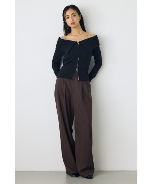 AZUL by moussy(アズールバイマウジー)の「ダブルジップオフショル長袖トップス 秋服 春服 リブカットソー ダブルジップ デザイントップス(Tシャツ/カットソー・レディース・ブラック/ダークブルー/グレー系その他4・FREE)」の18枚目の写真