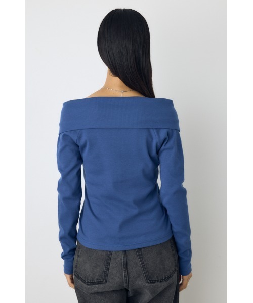 AZUL by moussy(アズールバイマウジー)の「ダブルジップオフショル長袖トップス 秋服 春服 リブカットソー ダブルジップ デザイントップス(Tシャツ/カットソー・レディース・ブラック/ダークブルー/グレー系その他4・FREE)」の10枚目の写真