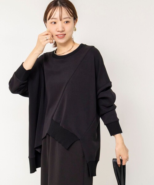 Rie Miller(リエミラー)の「《セットアップ対応》ウォッシャブルソフトダンボール変形プルオーバ(Tシャツ/カットソー・レディース・ブラック/ベージュ・38)」の9枚目の写真