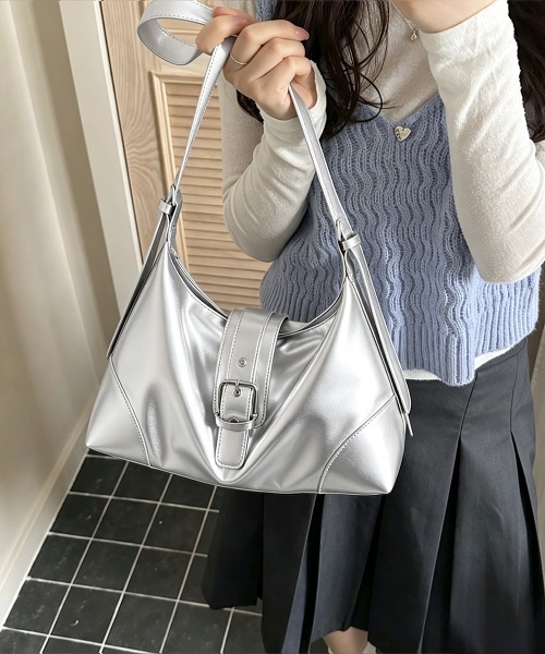 Miniministore(ミニミニストア)の「ベルトデザインワンショルダーバッグ大容量(ショルダーバッグ・レディース・シルバー/ブラウン/ブラック・FREE)」の18枚目の写真