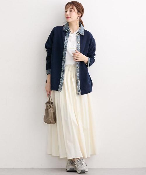 nissen（ニッセン）の「【低身長/高身長サイズ有】デニム切替ニットカーディガン（Petitjo/slattgir）（ニット/セーター・レディース・杢グレー/ネイビー/ブラウン・M/L/T4L/PM/TLL/PS/TM）」の20枚目の写真