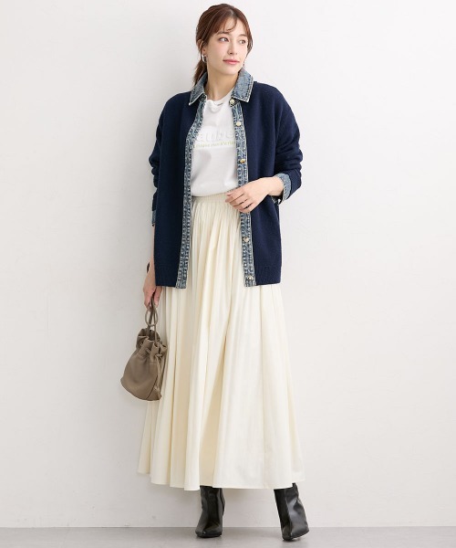 nissen（ニッセン）の「【低身長/高身長サイズ有】デニム切替ニットカーディガン（Petitjo/slattgir）（ニット/セーター・レディース・杢グレー/ネイビー/ブラウン・M/L/T4L/PM/TLL/PS/TM）」の21枚目の写真