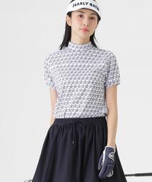 【PEARLY GATES】2WAYトリコット半袖ハイネックカットソー ＜もちうさぎ柄＞ (WOMENS)