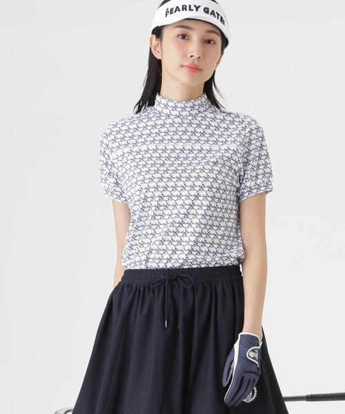 PEARLY GATES(パーリーゲイツ)の「【PEARLY GATES】2WAYトリコット半袖ハイネックカットソー <もちうさぎ柄> (WOMENS)(Tシャツ/カットソー・レディース・ホワイト系その他・SMALL/MEDIUM/LARGE)」の1枚目の写真