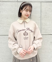 エンブレムロゴ刺繍ハーフZIPスウェット/fint フィント