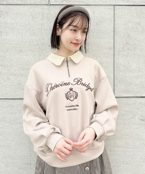 F i.n.t(フィント)の「エンブレムロゴ刺繍ハーフZIPスウェット/fint フィント(スウェット・レディース・グリーン/ブルー/ピンクベージュ・FREE)」の3枚目の写真