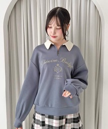 エンブレムロゴ刺繍ハーフZIPスウェット/fint フィント