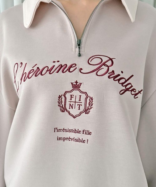F i.n.t(フィント)の「エンブレムロゴ刺繍ハーフZIPスウェット/fint フィント(スウェット・レディース・グリーン/ブルー/ピンクベージュ・FREE)」の6枚目の写真