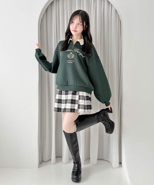 F i.n.t(フィント)の「エンブレムロゴ刺繍ハーフZIPスウェット/fint フィント(スウェット・レディース・グリーン/ブルー/ピンクベージュ・FREE)」の9枚目の写真