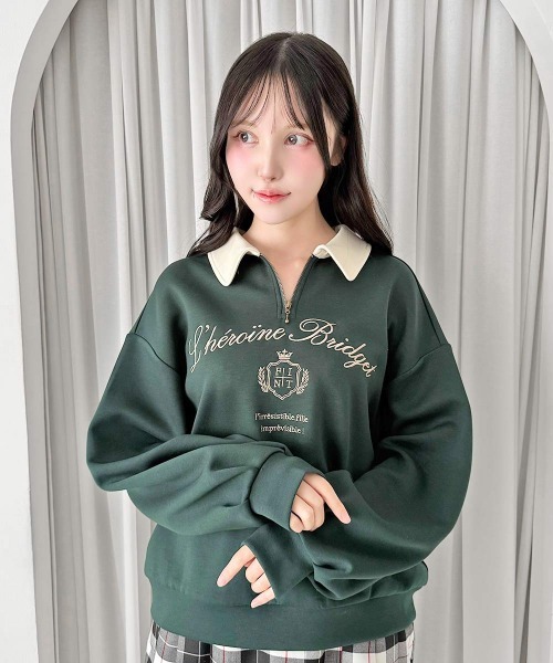 F i.n.t(フィント)の「エンブレムロゴ刺繍ハーフZIPスウェット/fint フィント(スウェット・レディース・グリーン/ブルー/ピンクベージュ・FREE)」の10枚目の写真