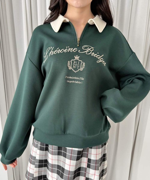 F i.n.t(フィント)の「エンブレムロゴ刺繍ハーフZIPスウェット/fint フィント(スウェット・レディース・グリーン/ブルー/ピンクベージュ・FREE)」の11枚目の写真