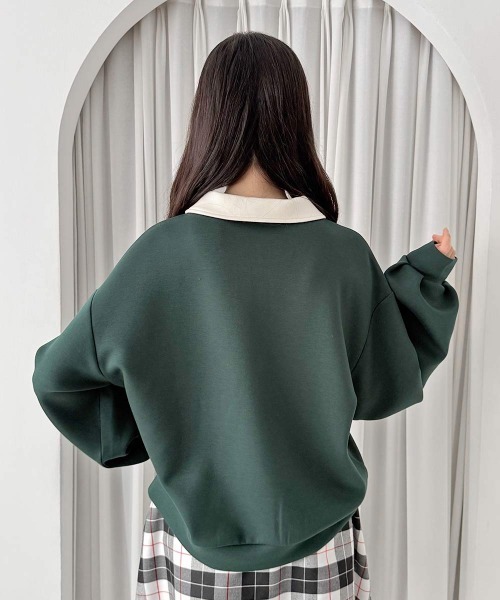 F i.n.t(フィント)の「エンブレムロゴ刺繍ハーフZIPスウェット/fint フィント(スウェット・レディース・グリーン/ブルー/ピンクベージュ・FREE)」の14枚目の写真